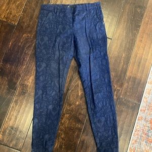 Navy jacquard slacks, dress pants